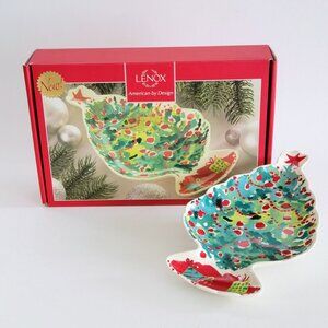 Lenox Holiday Inspirations & Illustrations Tree Canape Plate 10" Christmas Dish